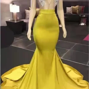 import placeholder for chic yellow halter high neck mermaid pro 160220565