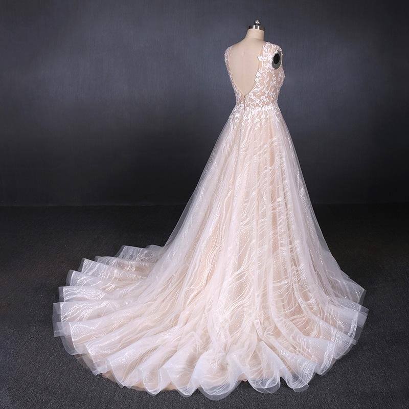 a line lace sleeveless elegant wedding dress, backless long bridal dresses dmq27 a line lace sleeveless elegant wedding dress, backless long bridal dresses dmq27