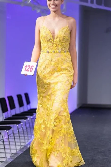 trumpet/mermaid spaghetti straps lace yellow long elegant prom dresses evening dress dms98 trumpet/mermaid spaghetti straps lace yellow long elegant prom dresses evening dress dms98
