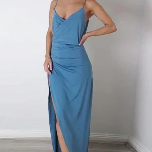 import placeholder for sheath spaghetti straps sweep train blue 160219337