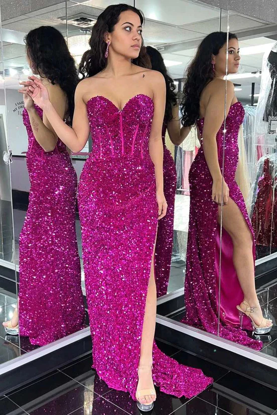 elegant sequins mermaid sweetheart long prom dresses formal evening dresses with slit dmp237 elegant sequins mermaid sweetheart long prom dresses formal evening dresses with slit dmp237