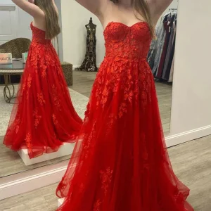 import placeholder for chic strapless red a line tulle long pro 160218618