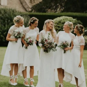 Wedding Party Dresses import placeholder for a line short sleeves hi low off white sa 160220677