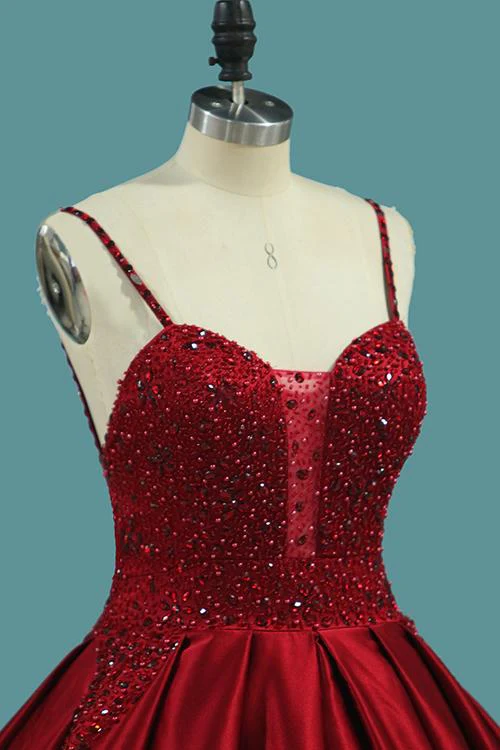 burgundy spaghetti straps beading prom dresses, princess ball gown dmj7 burgundy spaghetti straps beading prom dresses, princess ball gown dmj7