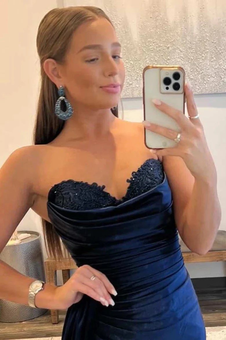 navy blue sweetheart sheath long prom dress with slit evening party dresses dm1897 navy blue sweetheart sheath long prom dress with slit evening party dresses dm1897
