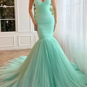 Evening Dresses import placeholder for sweetheart mint green mermaid tulle prom 160219620