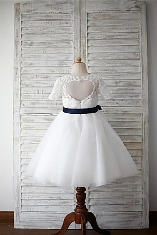 a line scoop 1/2 sleeves navy sash floor length tulle flower girl dresses dm726 a line scoop 1/2 sleeves navy sash floor length tulle flower girl dresses dm726