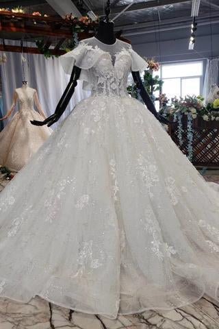 elegant ball gown big wedding dresses, appliques bridal dress with short sleeves dmn73 elegant ball gown big wedding dresses, appliques bridal dress with short sleeves dmn73