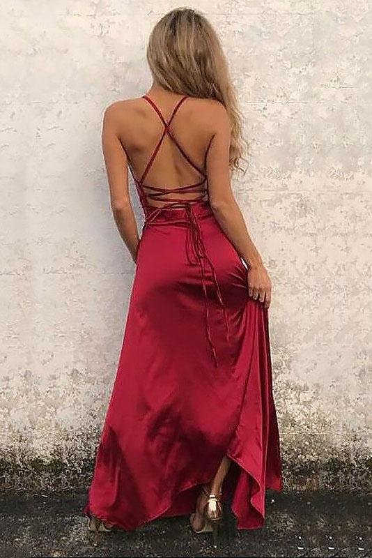 red a line spaghetti straps sleeveless floor length sexy slit prom dresses dmd94 red a line spaghetti straps sleeveless floor length sexy slit prom dresses dmd94