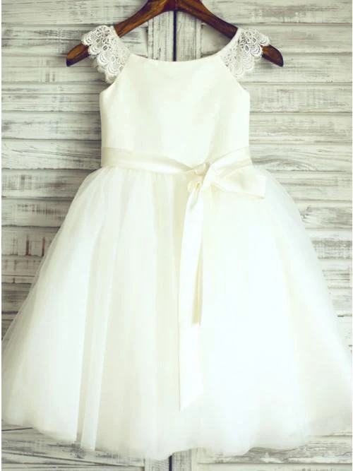 a line round neck white flower girl dress with sash lace dmp26 a line round neck white flower girl dress with sash lace dmp26