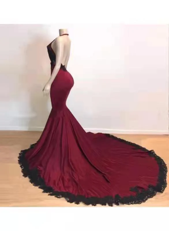 stunning burgundy halter deep v neck mermaid prom dresses with lace dmp166 stunning burgundy halter deep v neck mermaid prom dresses with lace dmp166