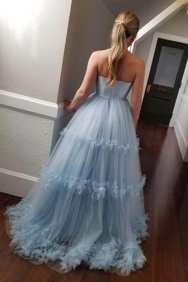 light blue strapless tulle prom dress, cheap long tulle a line formal gown dmp039 light blue strapless tulle prom dress, cheap long tulle a line formal gown dmp039