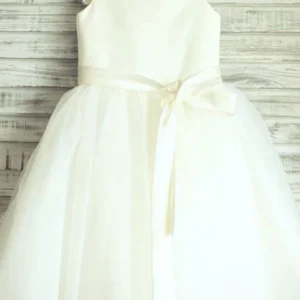 Wedding Party Dresses import placeholder for a line round neck white flower girl dres 160220713