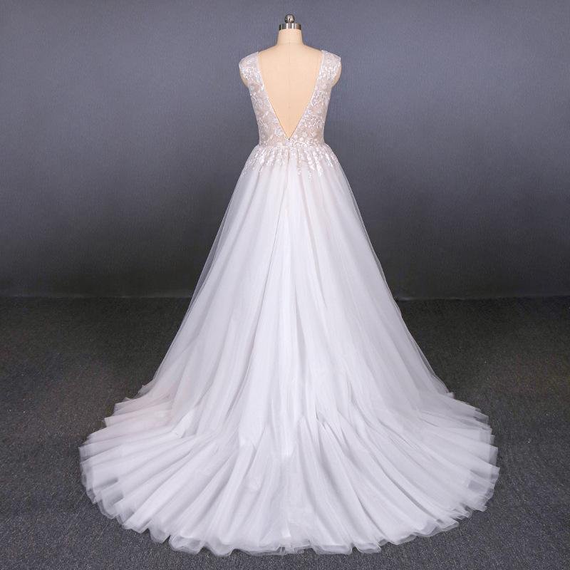 stunning a line v neck tulle lace appliques wedding dresses, bridal dress dmq12 stunning a line v neck tulle lace appliques wedding dresses, bridal dress dmq12