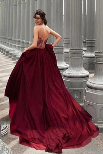 glamorous a line strapless burgundy long chiffon prom dress with lace dm855 glamorous a line strapless burgundy long chiffon prom dress with lace dm855