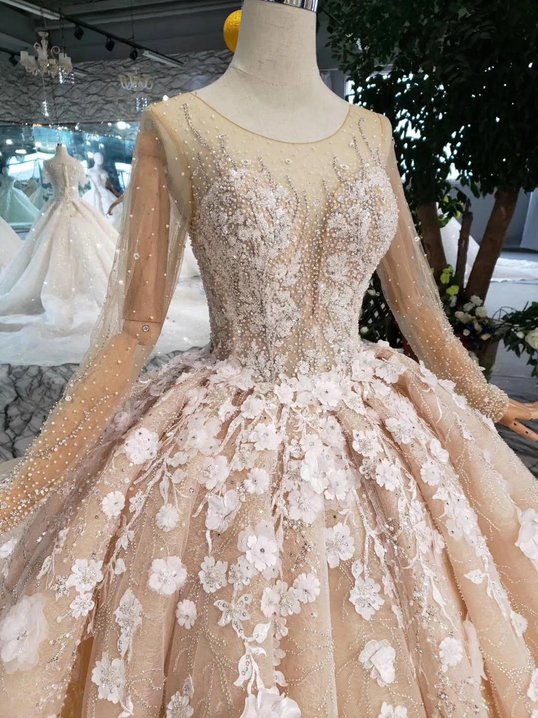 princess long sleeves ball gown wedding dresses, floral appliques wedding gown dmj95 princess long sleeves ball gown wedding dresses, floral appliques wedding gown dmj95