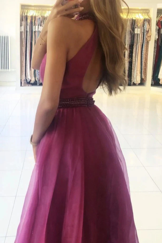 a line purple long prom dress with beads, tulle formal evening dress dmp292 a line purple long prom dress with beads, tulle formal evening dress dmp292