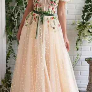 import placeholder for cap sleeves floral long prom dresses for 160218908