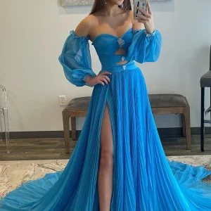 Evening Dresses import placeholder for romantic off shoulder a line chiffon swe 160218841
