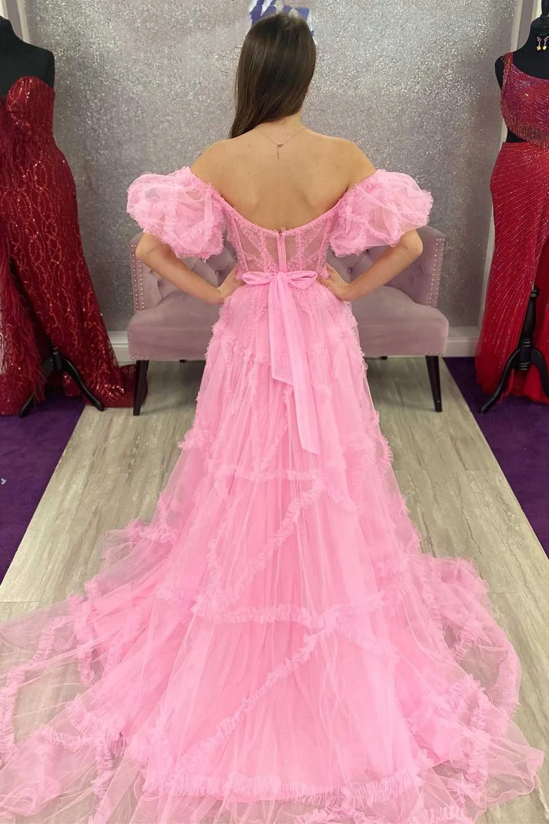 charming tulle sweetheart pink prom dress, princess formal evening gown dmp265 charming tulle sweetheart pink prom dress, princess formal evening gown dmp265