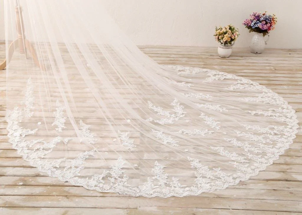 3m long embroidered lace cathedral veil for wedding wv11 3m long embroidered lace cathedral veil for wedding wv11
