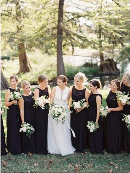 a line round neck floor length navy blue chiffon bridesmaid dress dmr93 a line round neck floor length navy blue chiffon bridesmaid dress dmr93