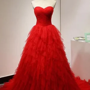import placeholder for red sweetheart lace up long sweep train 160220358