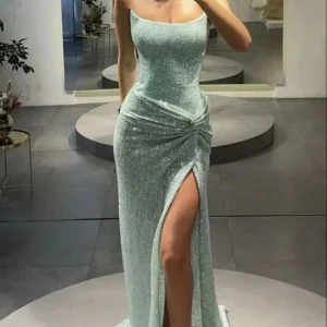 import placeholder for sheath strapless light green sequins lon 160219636