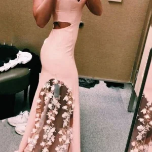 import placeholder for pink mermaid prom dress with floral appl 160219530
