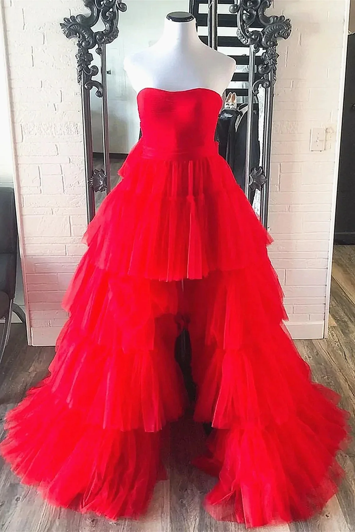 hot pink a line tulle high low prom dresses, formal evening dresses dm1912 hot pink a line tulle high low prom dresses, formal evening dresses dm1912