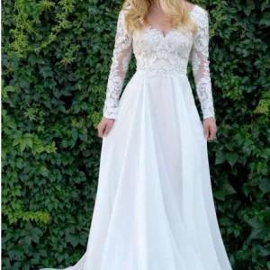 Wedding Dresses import placeholder for a line v neck long sleeves wedding dress 160220012