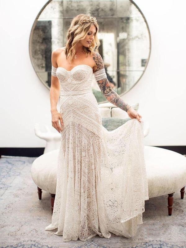 ivory lace sheath sweetheart neck boho beach wedding dresses dmf80 ivory lace sheath sweetheart neck boho beach wedding dresses dmf80