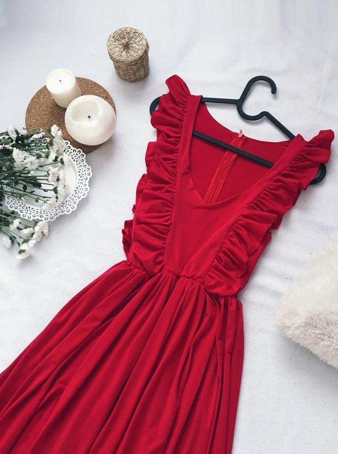 a line v neck floor length red prom dress with split ruffles dml84 a line v neck floor length red prom dress with split ruffles dml84