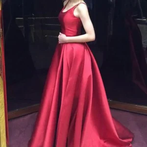 import placeholder for red a line long prom dress simple satin 160220320