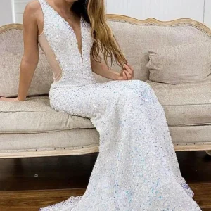 import placeholder for white deep v neck mermaid prom gown eleg 160219554