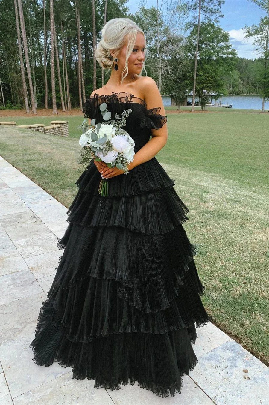 a line strapless pink ruffle layers tulle long prom dress evening dresses dmp316 a line strapless pink ruffle layers tulle long prom dress evening dresses dmp316
