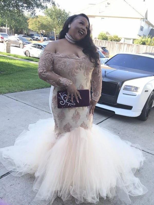 cheap mermaid off the shoulder long sleeves applique tulle plus size dresses dmf46 cheap mermaid off the shoulder long sleeves applique tulle plus size dresses dmf46