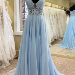 Evening Dresses import placeholder for elegant a line chiffon blue long prom dr 160219346