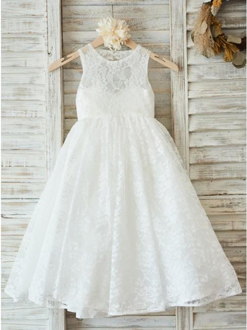 a line jewel open back white lace flower girl dress dmp28 a line jewel open back white lace flower girl dress dmp28
