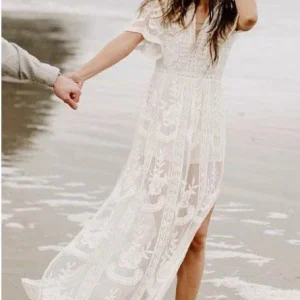 Wedding Dresses import placeholder for a line v neck short sleeves bohemian lac 160220340