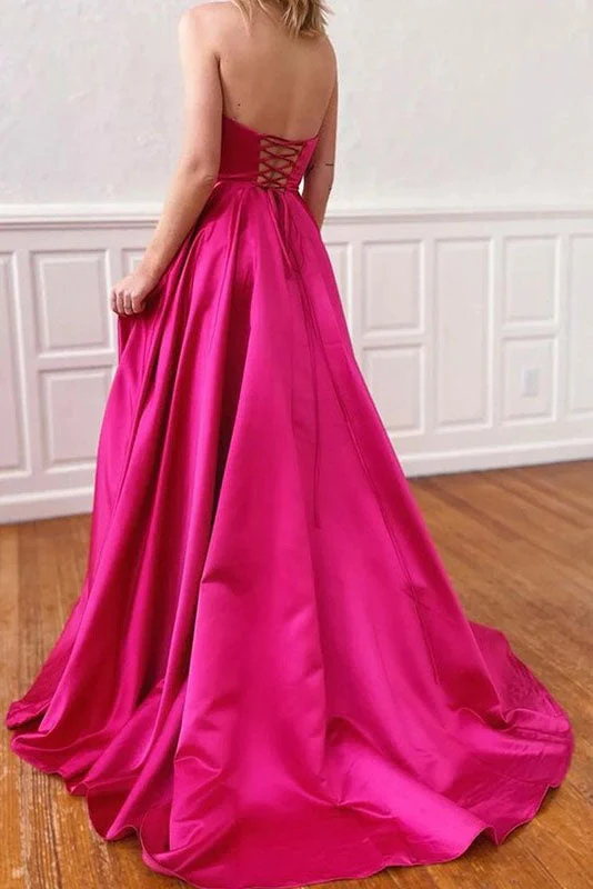 princess a line satin strapless sleeveless long prom dresses with pockets dm1818 princess a line satin strapless sleeveless long prom dresses with pockets dm1818