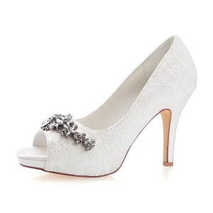 import placeholder for ivory high heels lace wedding shoes with 160220841