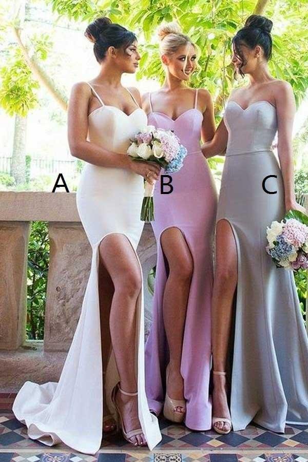 sexy mermaid spaghetti straps sweep train split bridesmaid dress dm930 sexy mermaid spaghetti straps sweep train split bridesmaid dress dm930