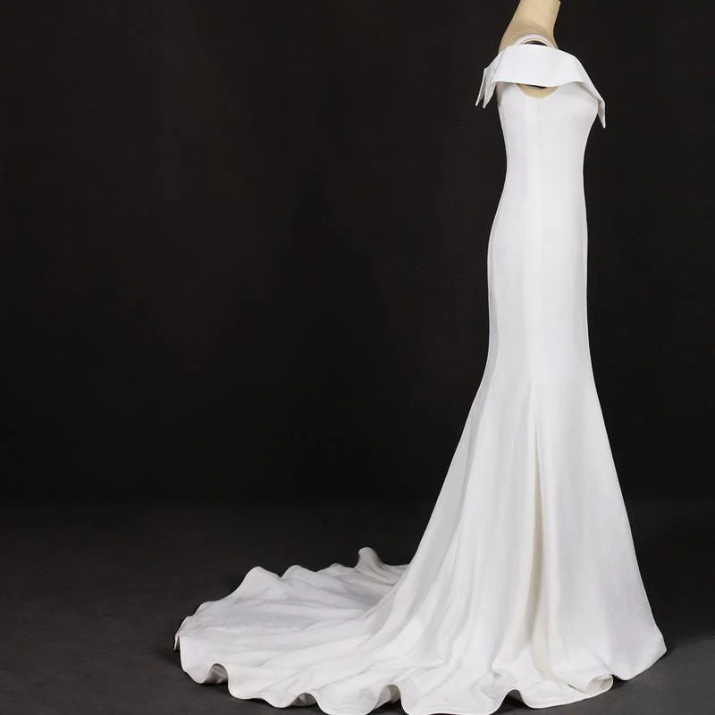 mermaid v neck off white simple wedding dress, long bridal dresses dmq18 mermaid v neck off white simple wedding dress, long bridal dresses dmq18