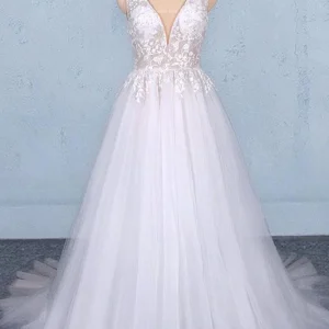Wedding Dresses import placeholder for stunning a line v neck tulle lace appliq 160220237