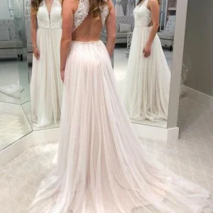 Wedding Dresses import placeholder for a line v neck open back tulle wedding dr 160219969
