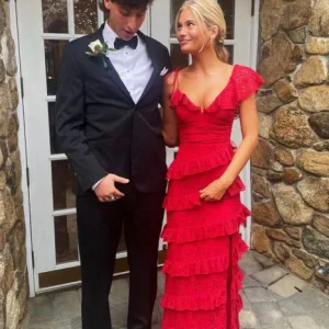 import placeholder for unique red lace tiered long prom dresses 160220605