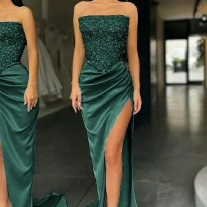 import placeholder for sheath green strapless sleeveless long p 160218876