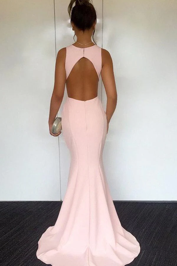 mermaid open back floor length pink simple prom dress dmi95 mermaid open back floor length pink simple prom dress dmi95