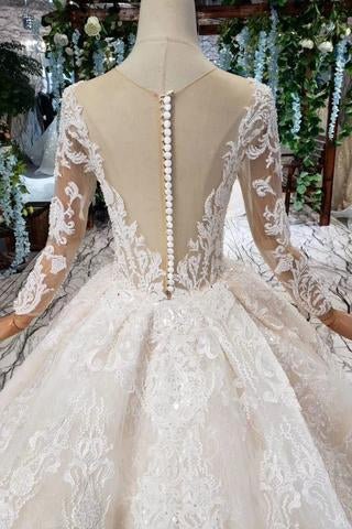 princess long sleeves ball gown lace wedding dresses, long bridal dress dmn43 princess long sleeves ball gown lace wedding dresses, long bridal dress dmn43